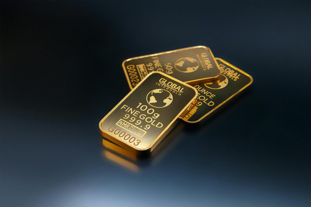 Three gold bars of varying weights